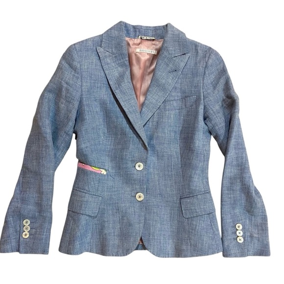 Hadleigh’s Made in Italy Daphne Blazer Jacket Linen Wool Sz 40 - Picture 2 of 10